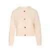 Liu •jo Cable-knit Embellished Cardigan In Pink