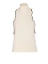 Liu •jo Embellished Sleeveless High Neck Knitwear Tank In White