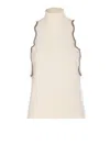 Liu •jo Embellished Sleeveless High Neck Knitwear Tank In White