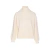 Liu •jo Sequined Turtleneck Knitwear Ribbed Finish In White