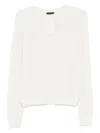 Liu •jo Lightweight Open-knit Sweater With Classic Round Neckline In White