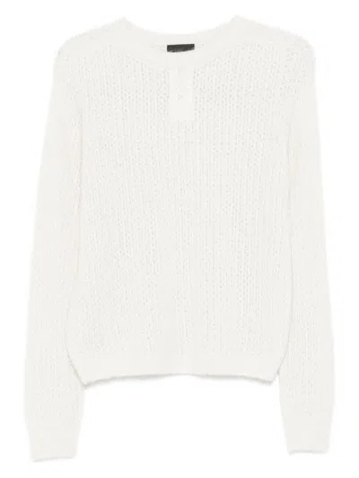 LIU •JO LIU JO WHITE SWEATER FEATURING A CREW NECK
