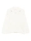 Liu •jo Delicate Laser-cut Off-white Wool Sweater In White