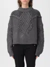 Liu •jo Wool Jumper With Openwork Detailing In Gray