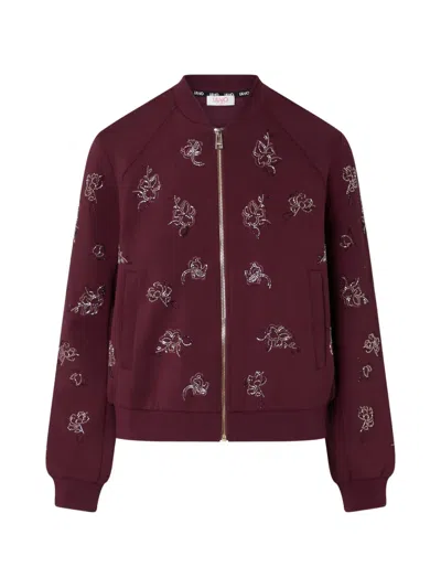 Liu •jo Sweatshirt With Jewel Embroidery In Brown