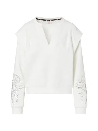 Liu •jo Sweatshirt With Jewel Embroidery In White