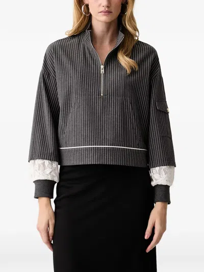 Liu •jo Sweatshirt With Lace Inserts In Gray