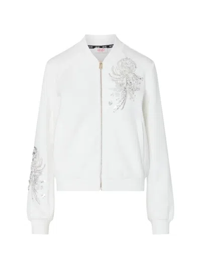 Liu •jo Sweatshirt With Zip And Bejewelled Embellishment In Red
