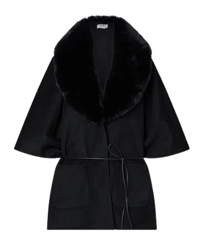 Liu •jo Synthetic Shearling Poncho In Black