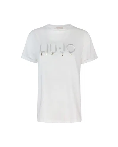 Liu •jo T-shirt Bianca Con Logo In M9512
