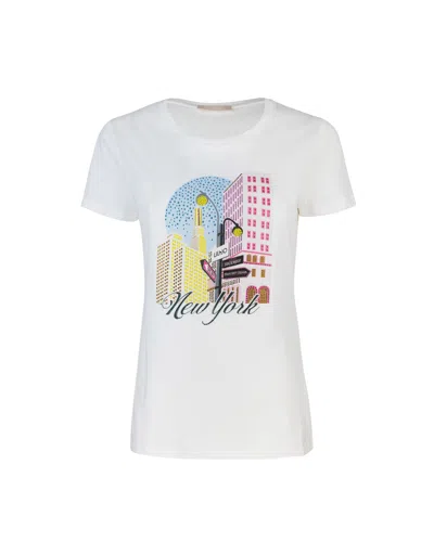 LIU •JO WHITE T-SHIRT WITH PRINT