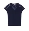Liu •jo Crystal V-neck Graphic Print T-shirt In Blue