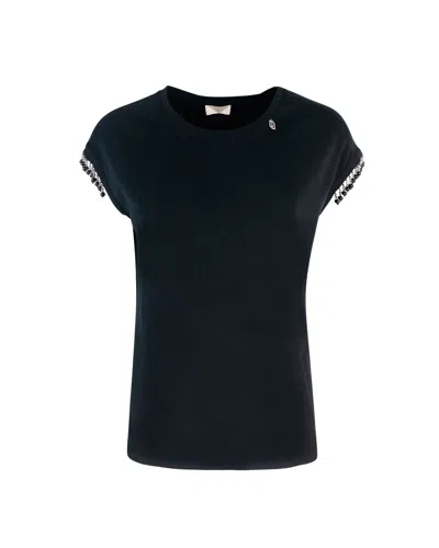Liu •jo T-shirt Con Perline In Black
