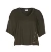 Liu •jo V-collar Short-sleeved T-shirt In Green
