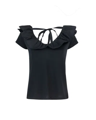 Liu •jo T-shirt In Cotone Con Rouches In Z9363