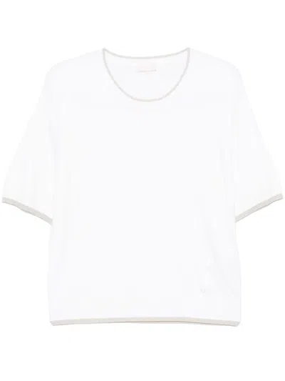 Liu •jo T-shirt In White With Lurex Detailing
