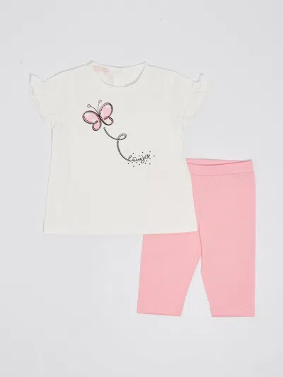 Liu •jo Babies' T-shirt+leggings Suit In Bianco-rosa