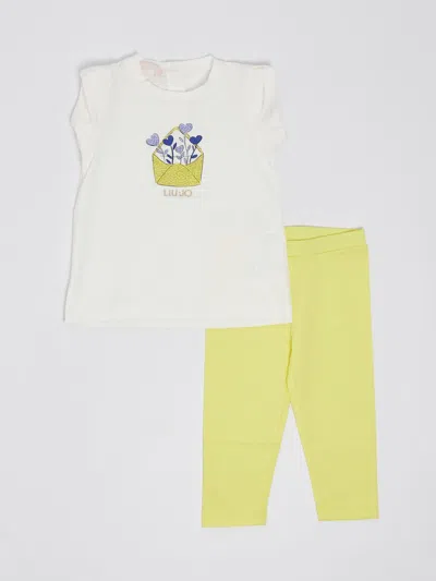 Liu •jo Babies' T-shirt+leggings Suit (tailleur) In Bianco-giallo