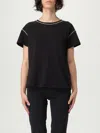 Liu •jo Black T-shirt Embellished With Rhinestones