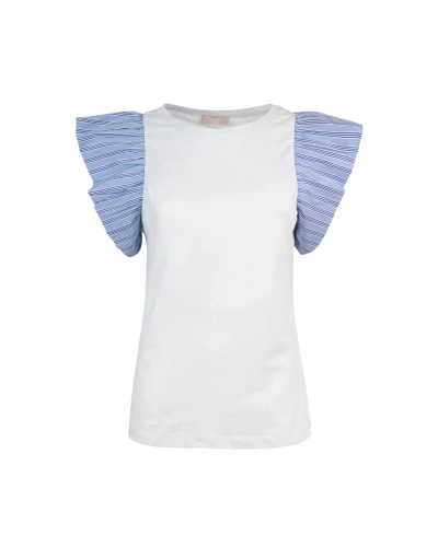 Liu •jo T-shirt Con Maniche Farfalla In N9374b.ott/l.blue Stripes
