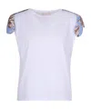 Liu •jo T-shirt Bianca Con Inserti Floreali In White