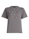 Liu •jo T-shirt With Pearls And Rhinestones In Multi
