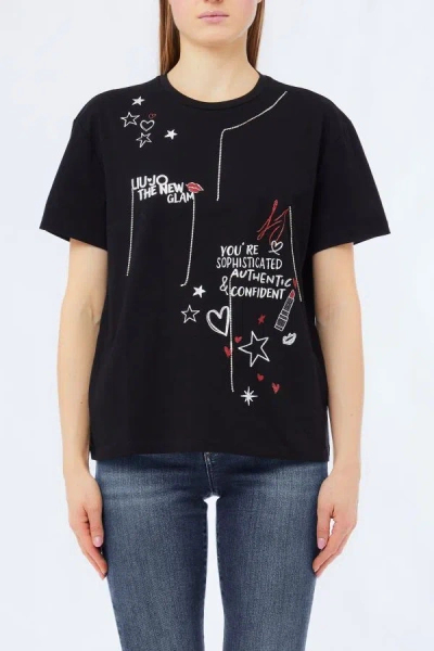 Liu •jo T-shirt Woman Liu Jo Mf5345 Js923 P9128 In Black