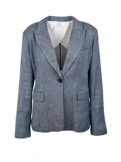 Liu •jo Tailored Blazer In Subtle Denim Texture In Gray