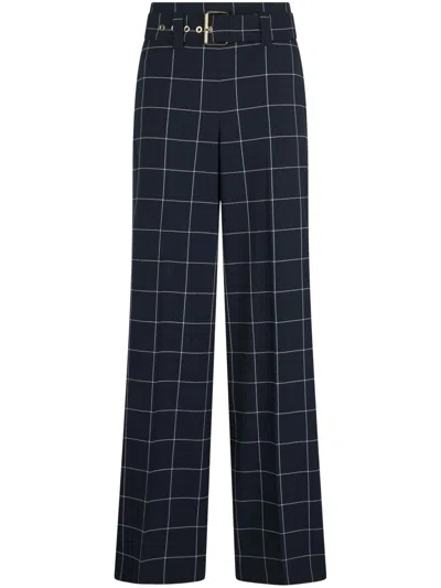 Liu •jo High-rise Check Trousers In Blue