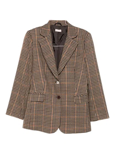 LIU •JO TAILORED CHECKERED JACKET WITH NOTCHED LAPEL