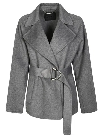 Liu •jo Tailored Double-breasted Coat In Gray