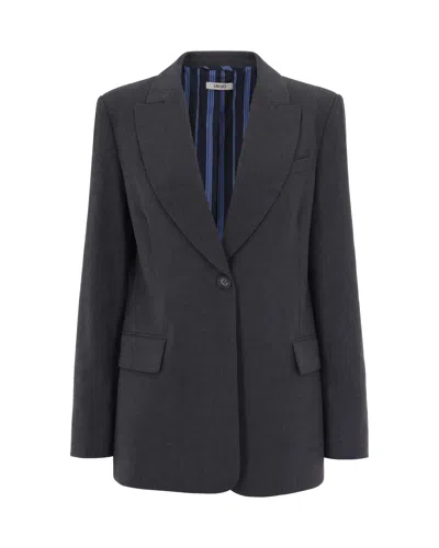 Liu •jo Liu Jo Tailored Double-breasted Blazer In Dark Grey Melange