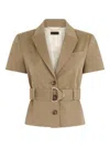 Liu •jo Liu Jo Tailored Green Jacket With Belted Waist In Brown