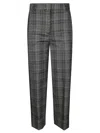 Liu •jo Tailored Grey Checkered Pants With Cuffed Hem In Gray