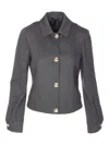 Liu •jo Tailored Lightweight Jacket With Metallic Button Detailing In Gray
