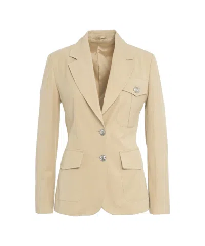 Liu •jo Liu Jo Tailored Safari Blazer With Notched Lapels In Neutrals