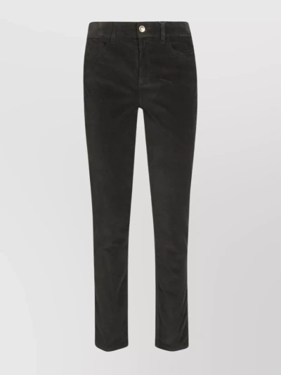 Liu •jo Tailored Velvet Trousers With Belt Loops In Black