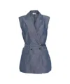 Liu •jo Liu Jo Tailored Vest With Waist Belt In Denim