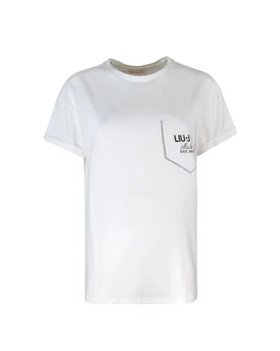 Liu •jo Liu Jo T Shirt Con Strass Bianca In White