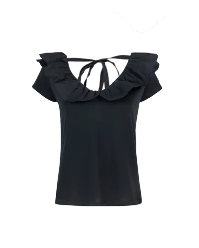 LIU •JO LIU JO T SHIRT IN COTONE CON ROUCHES
