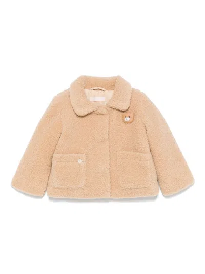 Liu •jo Babies' Teddy Bear-appliqué Jacket In Neutrals