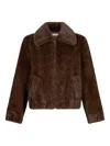 Liu •jo Teddy Bomber Jacket With Cable Knit Detailing In Brown