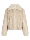 Liu •jo Teddy Bomber Jacket With Cable Knit Detailing In Neutral