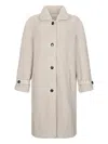 Liu •jo Teddy-texture Classic-collar Coat In Brown
