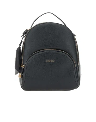 Liu •jo Liu Jo Textured Black Backpack With Gold-tone Hardware