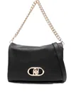Liu •jo Liu Jo Textured Black Handbag With Gold-tone Clasp