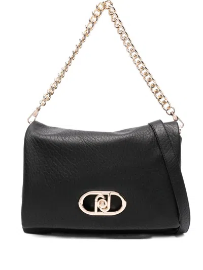 Liu •jo Liu Jo Textured Black Handbag With Gold-tone Clasp