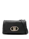 Liu •jo Liu Jo Textured Black Handbag With Gold-tone Hardware