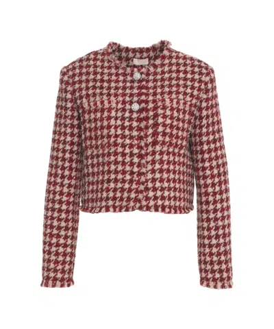 LIU •JO TEXTURED BOUCLÉ JACKET WITH DECORATIVE BUTTONS