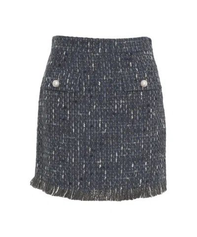 Liu •jo Textured Bouclé Mini Skirt In Blue